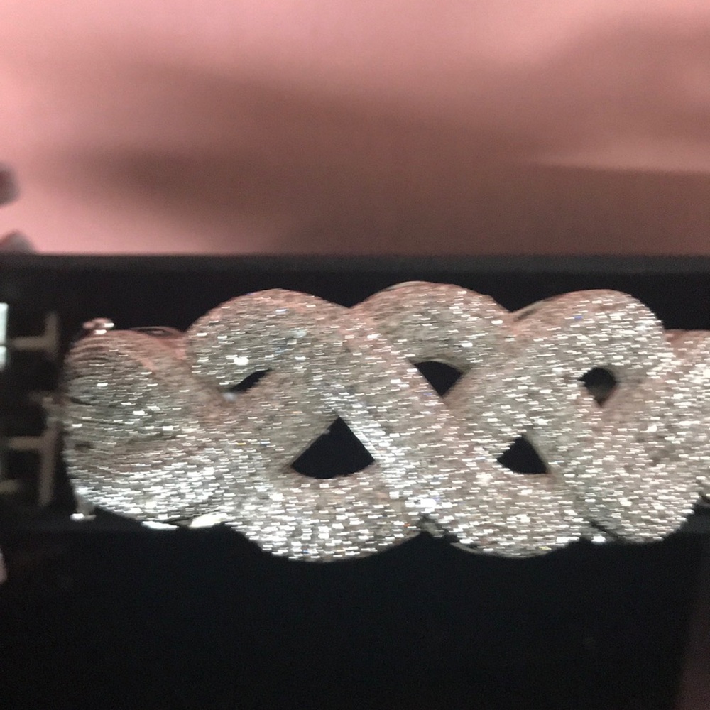 Lucia Braided Swirl Pave  Diamond Simulated Bangle - Picture 2 of 8
